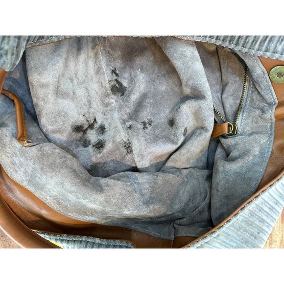 Anthropologie Women's Gray Corded Velvet Slouchy Tote Bag - Picture 8 of 9